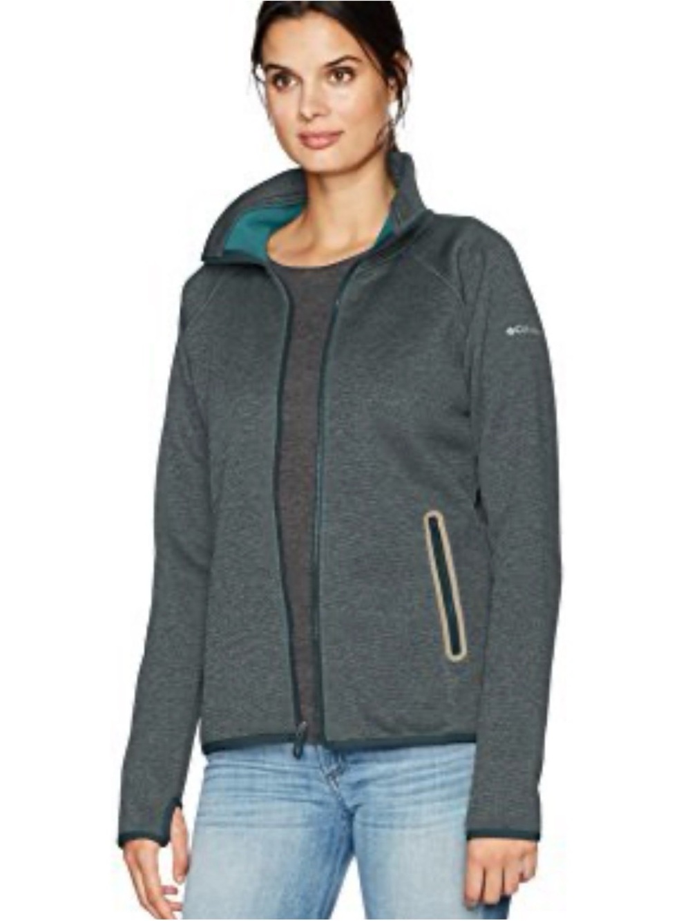 Columbia Women's Dark Gray Full-Zip Utility Jacket with Teal Trim 🎆